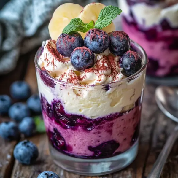 Blaubeer Tiramisu im Glas ohne Ei & Alkohol