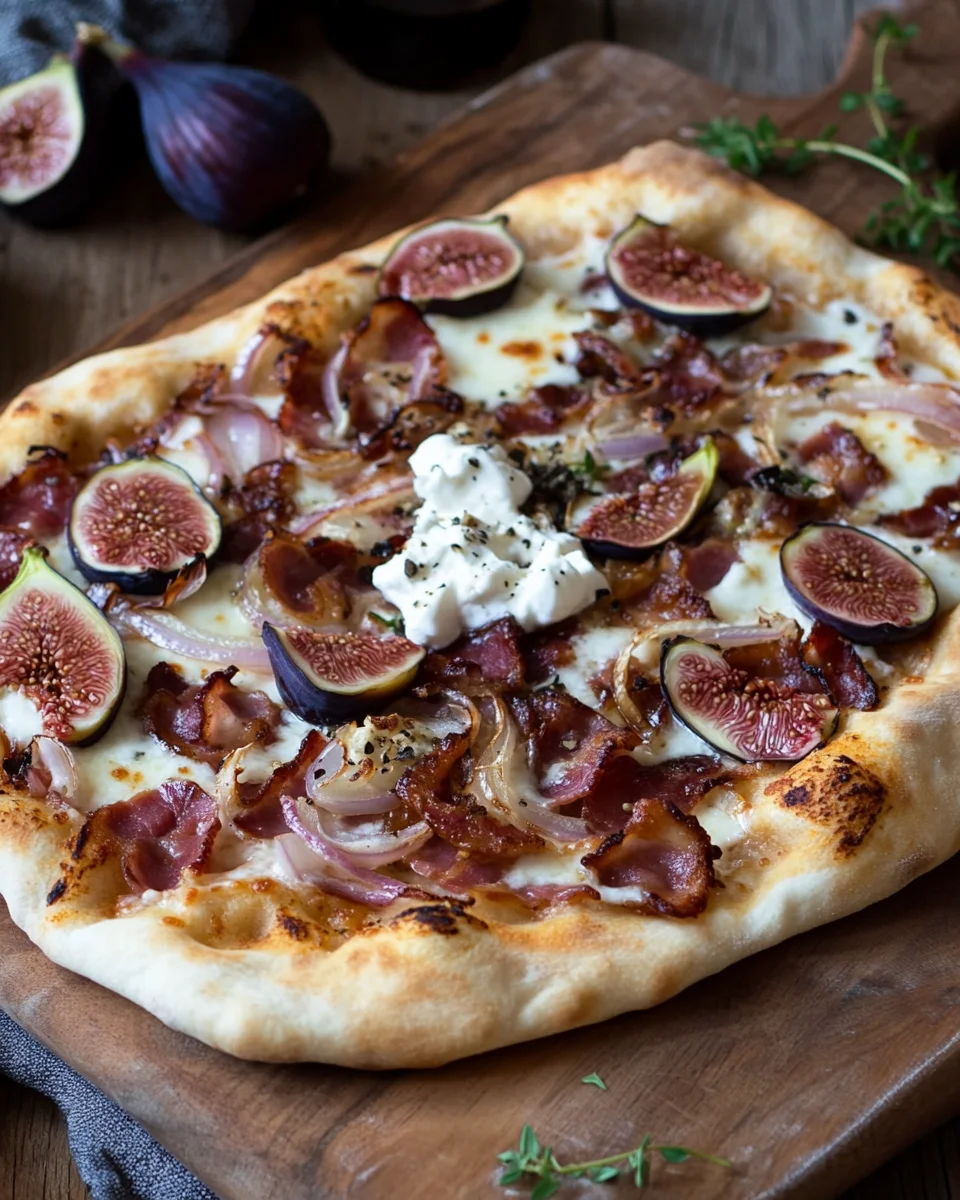 Feigen-Bacon-Pizza mit karamellisierten Zwiebeln und Balsamico 20 Feigen-Bacon-Pizza