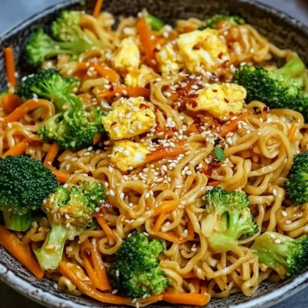 Gebratene Nudeln mit Gemüse und Ei - asiatisch