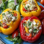 Gef&uuml;llte Feta-Paprika mit buntem Salat