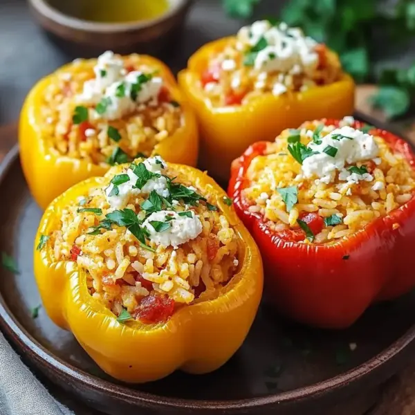 Gefüllte Paprika mit Reis und Feta