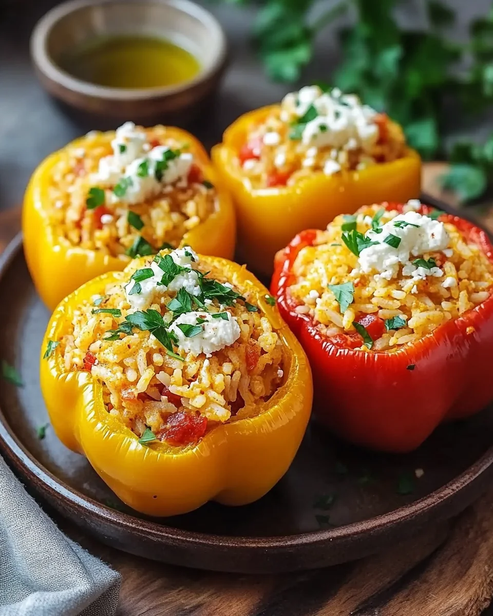 Gef&uuml;llte Paprika mit Reis und Feta