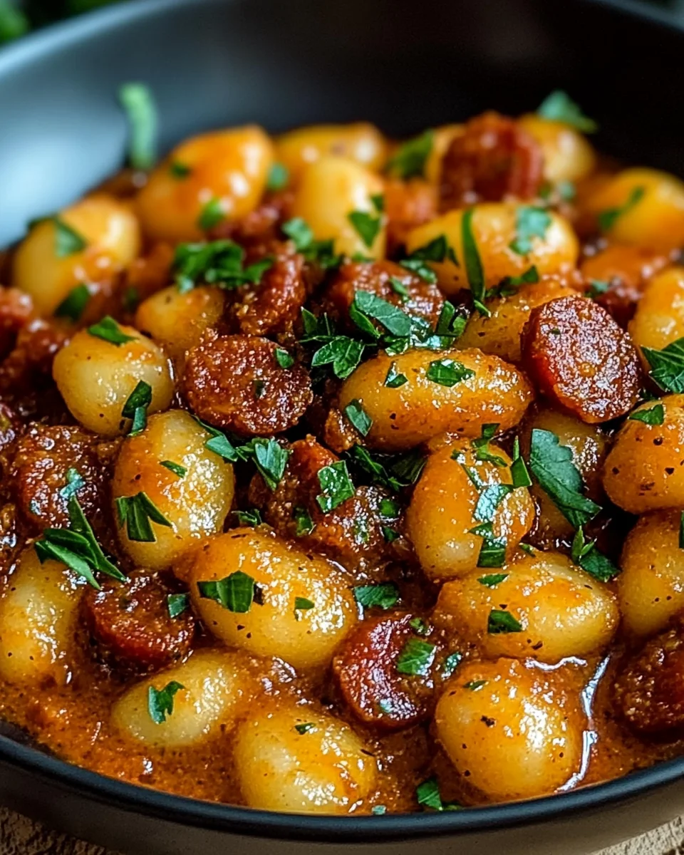 Gnocchi mit Chorizo und cremiger Harissa-Sauce