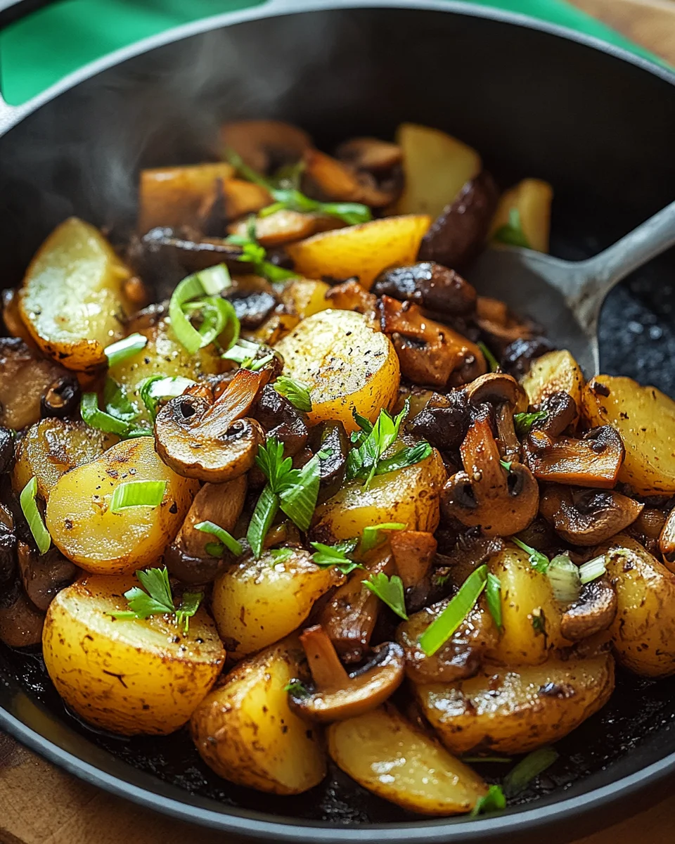 Champignon-Kartoffel-Pfanne mit Fr&uuml;hlingszwiebeln