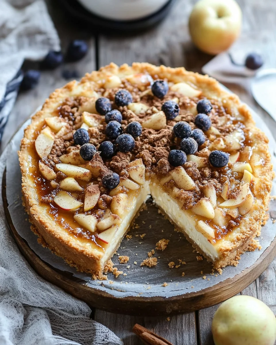 W&uuml;rziger Bratapfel-K&auml;sekuchen mit Zimtstreuseln