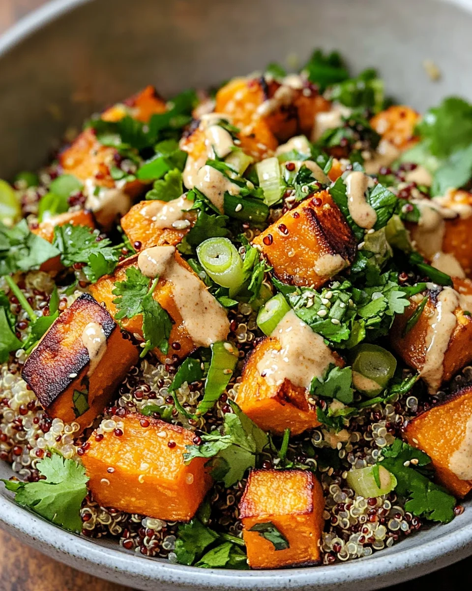 Gerösteter Süßkartoffel-Quinoa-Salat mit Sesam-Miso-Sauce 18 Gerösteter