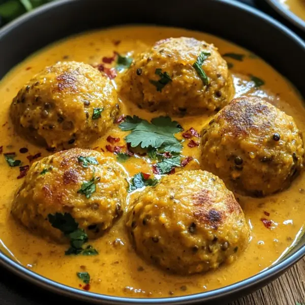 Linsenbällchen in Currysauce