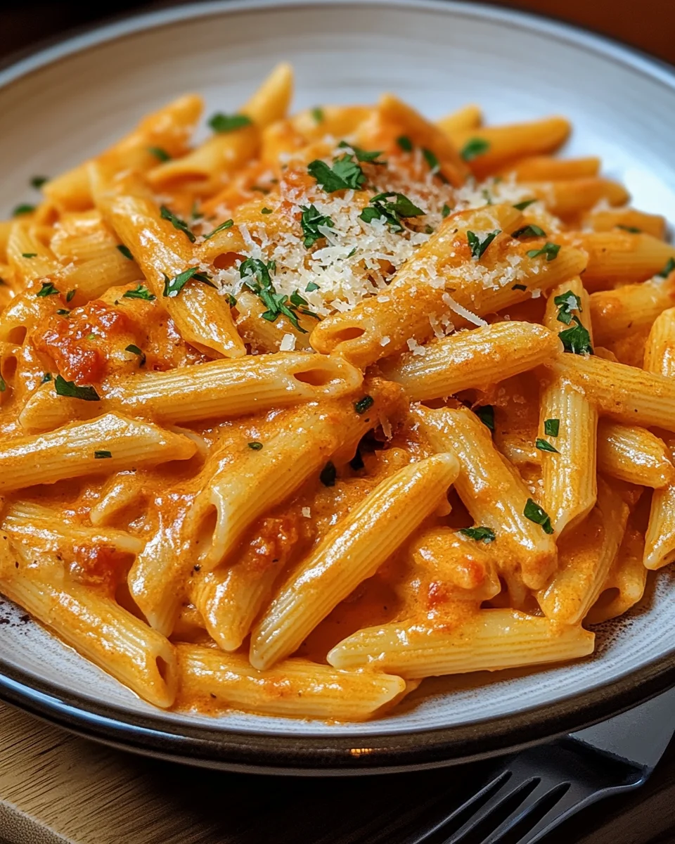 Penne in cremiger Paprikasoße 20 Penne