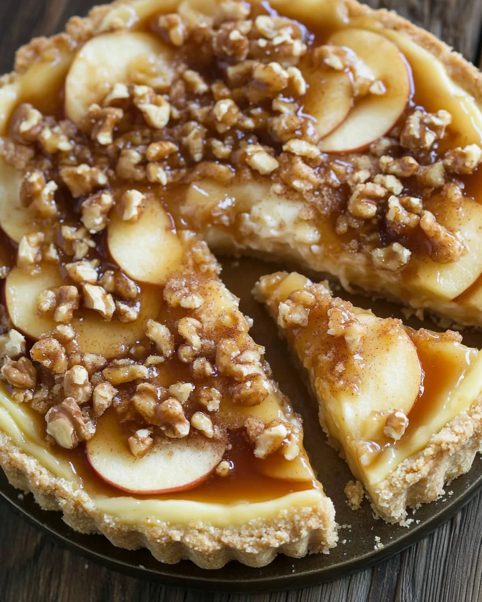Apfel-Cheesecake mit Walnuss-Streuseln und Karamellsauce 24 Apfel-Cheesecake
