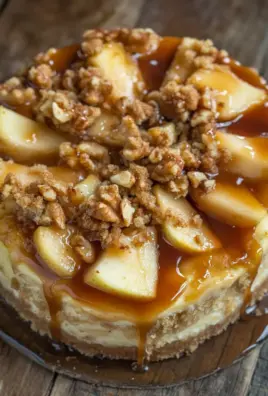 Apfel-Cheesecake mit Walnuss-Streuseln und Karamellsauce