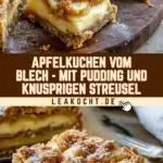 Apfelkuchen vom Blech - mit Pudding und knusprigen Streusel 24 Pinterest Hidden Image