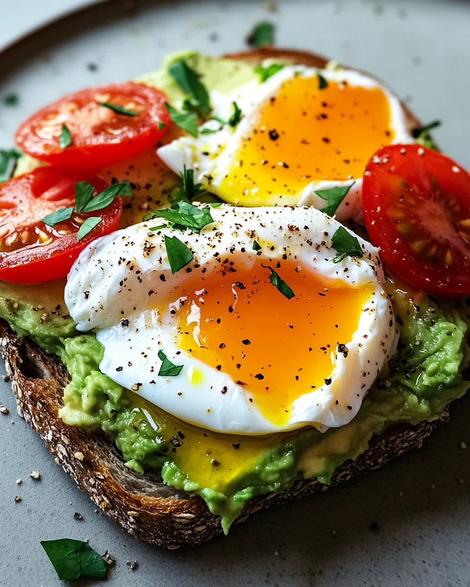 Avocado Toast mit Ei und Tomaten