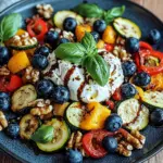 Burrata-Salat mit Ofengem&uuml;se und Blaubeeren