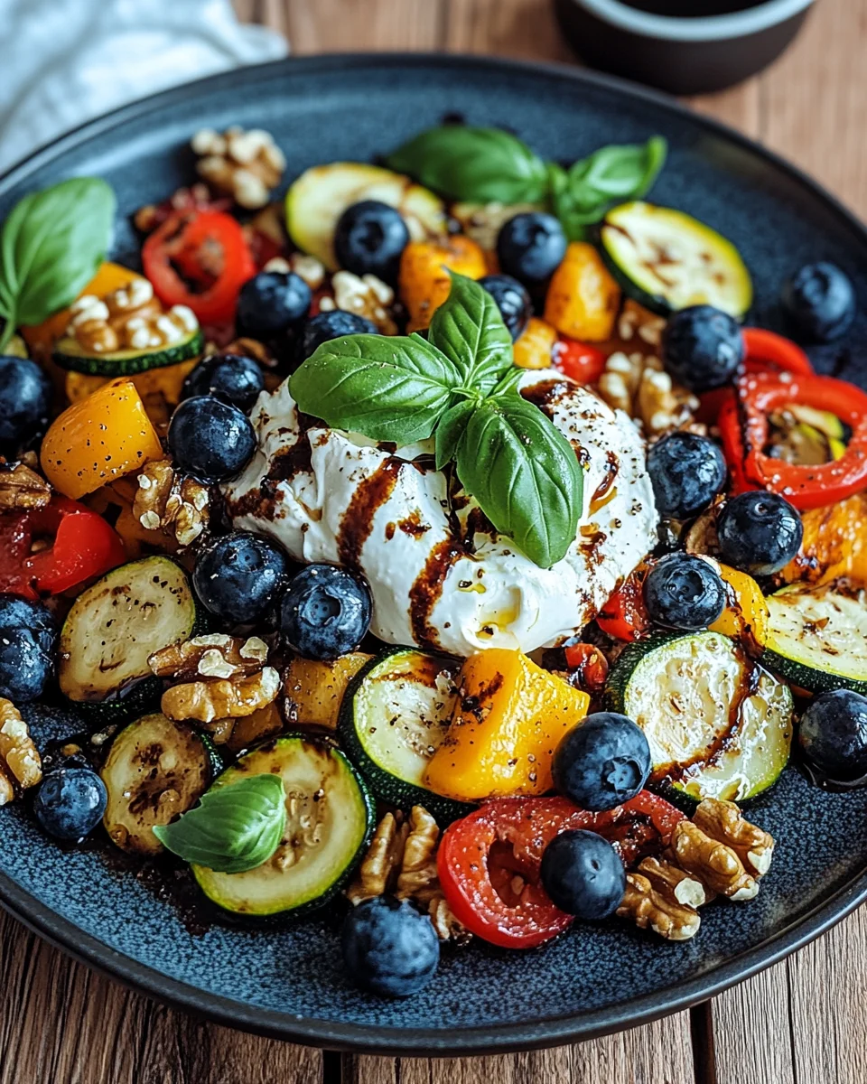 Burrata-Salat mit Ofengemüse und Blaubeeren