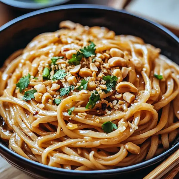 Chinesische Nudeln mit Erdnusssauce