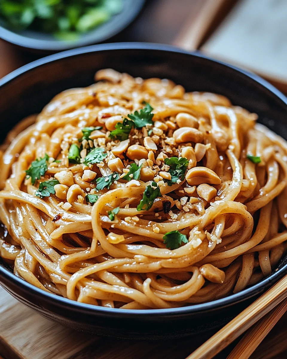 Chinesische Nudeln mit Erdnusssauce