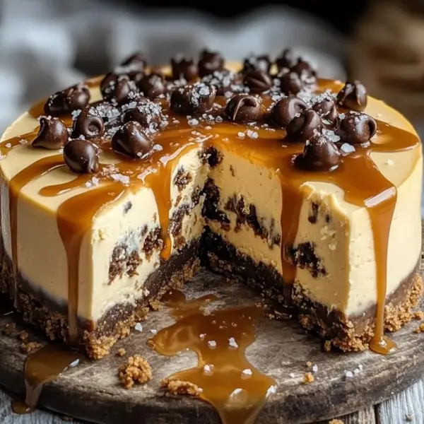 Cookie Dough Cheesecake mit Salted Caramel Swirl
