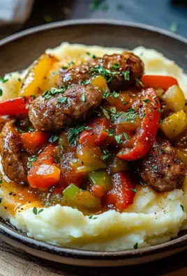 Cremige Wurst und Paprika auf Kartoffelpüree 29 Cremige Wurst und Paprika auf Kartoffelpüree