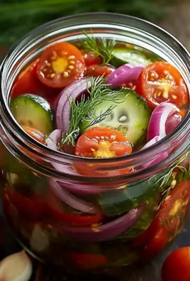 Eingelegte Kirschtomaten, Rote Zwiebeln und Gurken