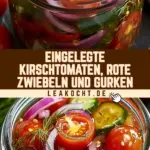 Eingelegte Kirschtomaten, Rote Zwiebeln und Gurken 19 Pinterest Hidden Image