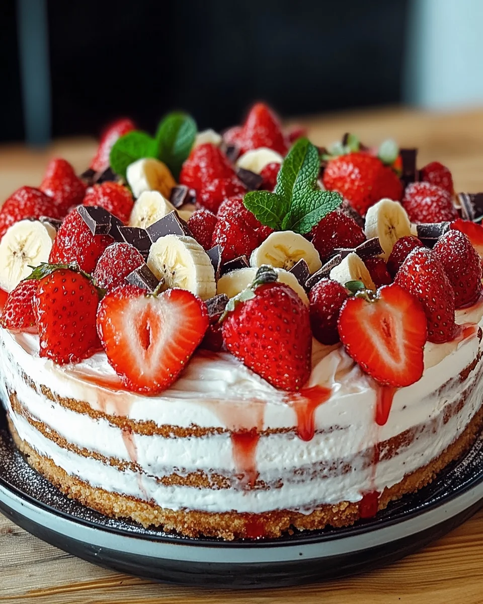 Erdbeer-Stracciatella-Bananen-Torte