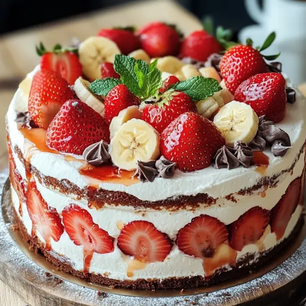Erdbeer-Stracciatella-Bananen-Torte