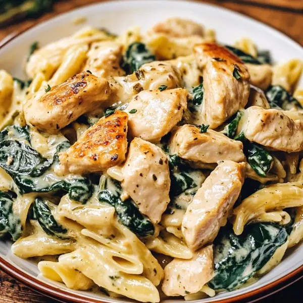 Frischkäse Spinat Hähnchen Pasta