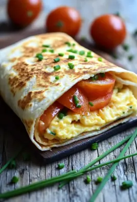 Frühstückswrap mit Ei, Käse und Tomaten 22 Frühstückswrap mit Ei, Käse und Tomaten