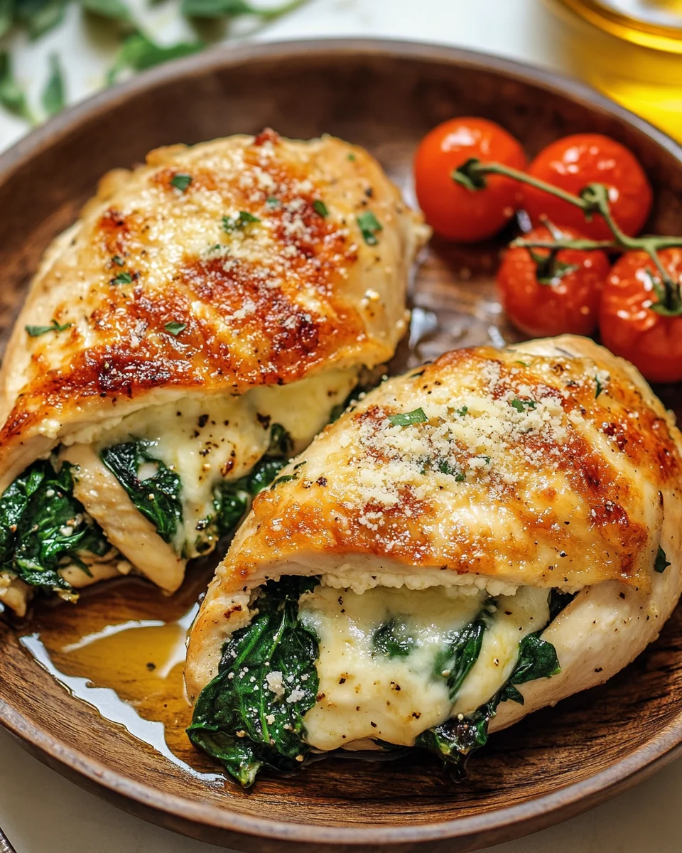 Gefüllte Hähnchenbrust mit Frischkäse und Spinat 20 Gefüllte Hähnchenbrust mit Frischkäse und Spinat