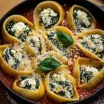 Gef&uuml;llte Muschelnudeln mit Ricotta und Spinat