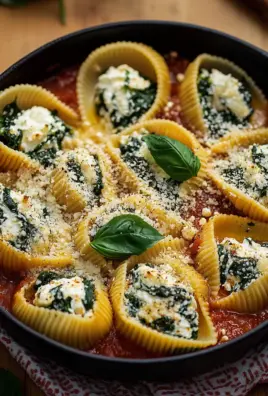 Gefüllte Muschelnudeln mit Ricotta und Spinat 29 Gefüllte Muschelnudeln mit Ricotta und Spinat