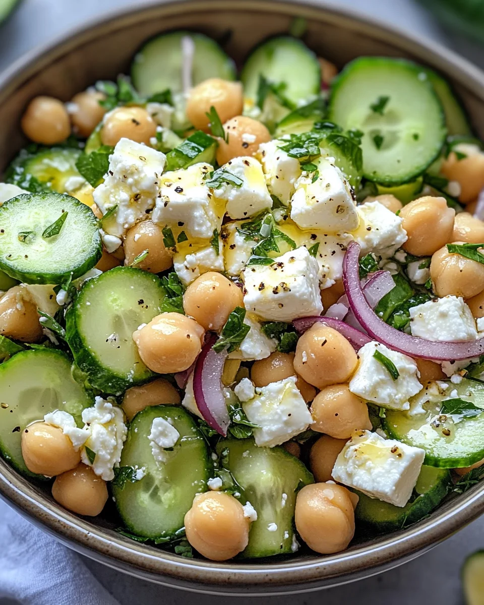 Gurkensalat mit Feta und Kichererbsen 18 Gurkensalat