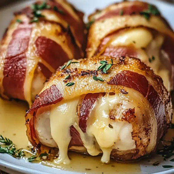 Hähnchenfilet im Speckmantel mit Käsefüllung