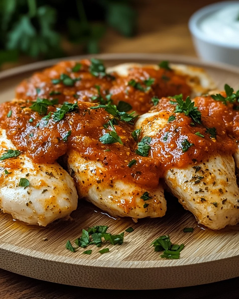 Hähnchenfilets mit einer Ajvar-Schmandsauce 16 Hähnchenfilets