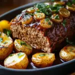 Herzhafter Hackbraten mit Ofenkartoffeln