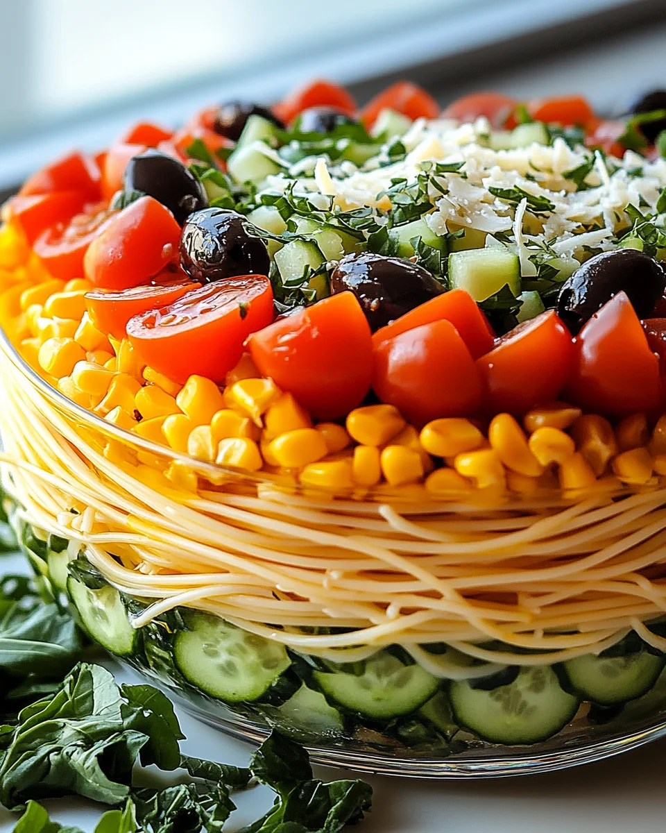 Italienischer Spaghetti-Schichtsalat