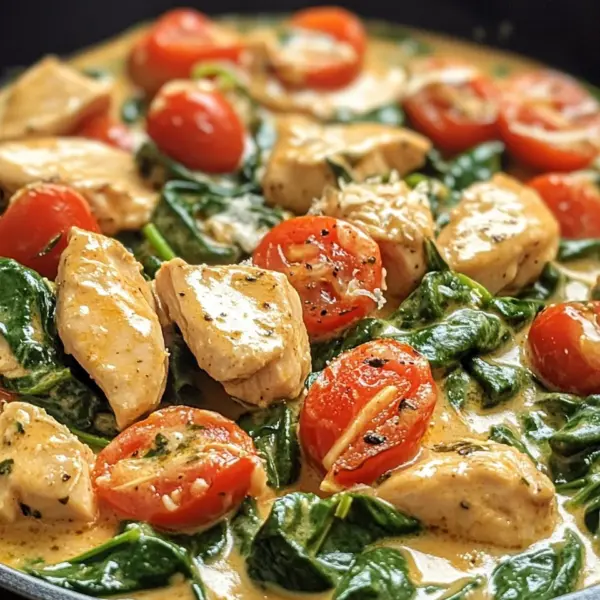 Keto Hähnchen-Spinat-Tomaten-Pfanne