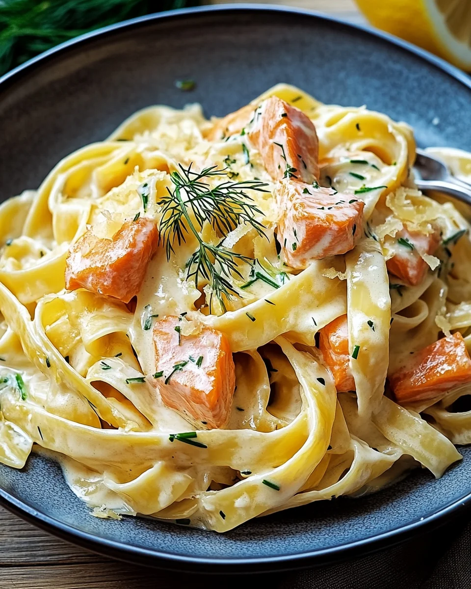 Lachs-Tagliatelle mit cremiger Zitronenso&szlig;e