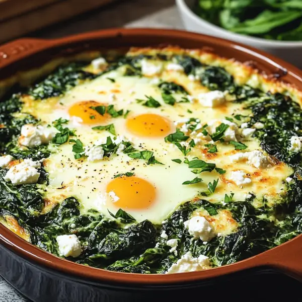 Low Carb Spinat-Auflauf mit Feta und Ei