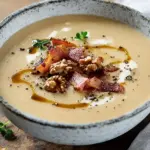 Maronensuppe mit karamellisierten N&uuml;ssen und Speck