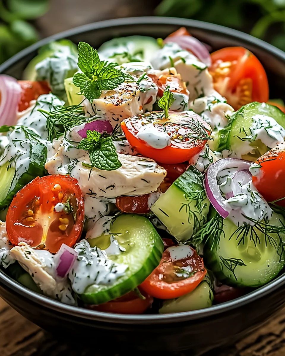 Mediterrane Köstlichkeit Tzatziki Hähnchensalat