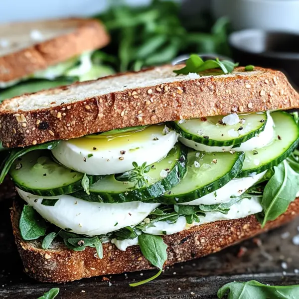 Mozzarella-Gurken-Sandwich mit Kresse