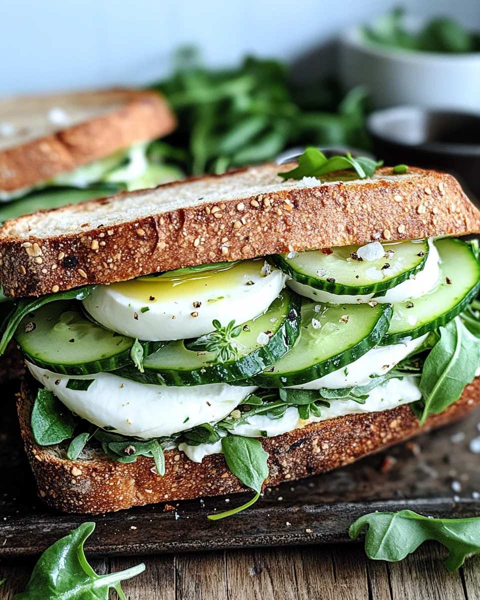 Mozzarella-Gurken-Sandwich mit Kresse