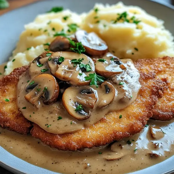 Naturschnitzel in Champignonrahmsauce