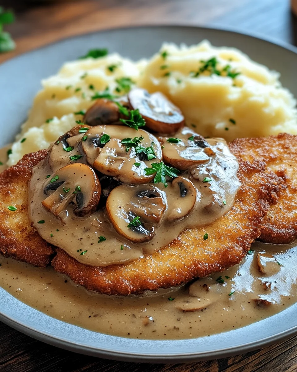 Naturschnitzel in Champignonrahmsauce
