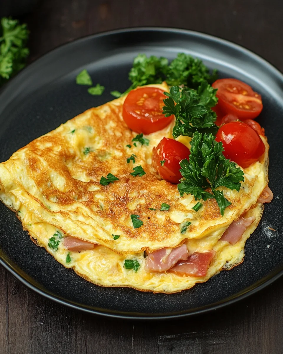 Omelette mit Schinken, Käse und Tomaten 18 Omelette