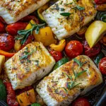 Rezept f&uuml;r mediterran gebackene Fischfilets mit Gem&uuml;se