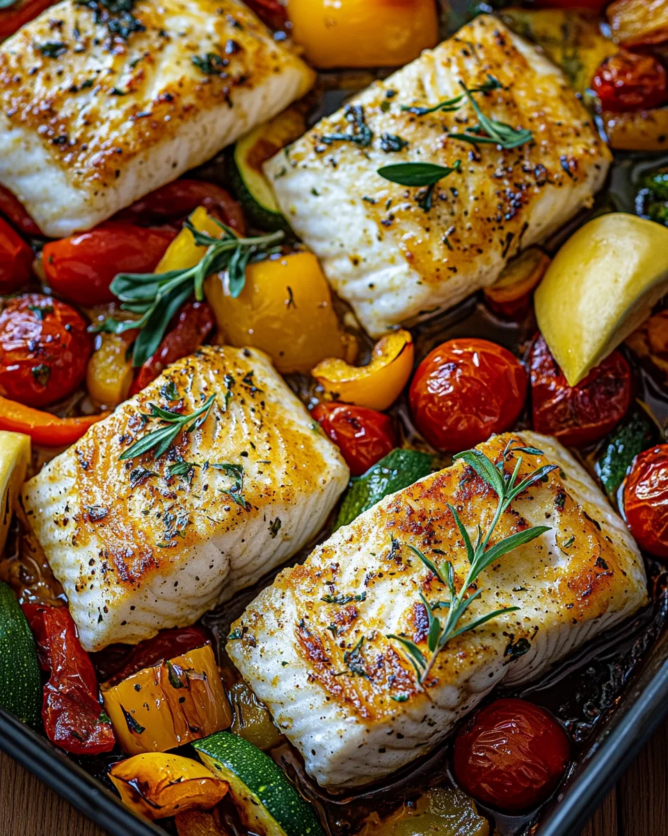 Rezept f&uuml;r mediterran gebackene Fischfilets mit Gem&uuml;se