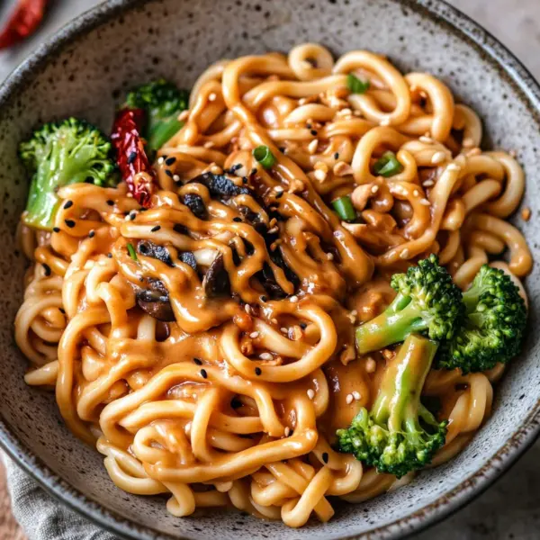 Schnelle Asianudeln mit Erdnusssauce
