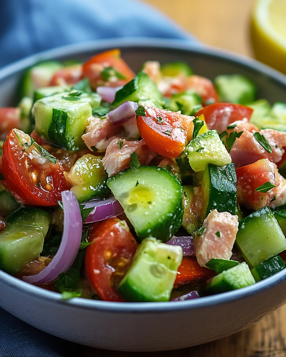 Schneller Thunfischsalat mit Gurke und Tomate